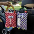 Cute Big Eyes Car Mounted Tissue Box Decorative Hanging Ornament Plush Material Car Interior Decoration Hanging Bag Tissue Holder. 