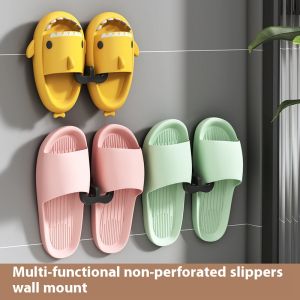 JIULONGZHAO ห้องน้ำที่ใส่ฟองน้ำล้างจานชั้นวางรองเท้าแตะแบบเจาะติดผนังรูปตัวยูชั้นตากรองเท้าห้องน้ำที่เก็บของติดผนังห้องน้ำ