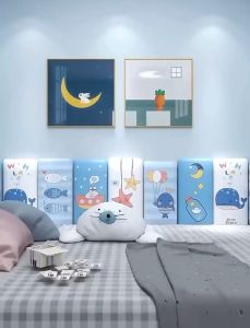 3D Three-Dimensional Tatami Bed Head Thickened Anti-Collision Soft Bag Backrest ChildrenS Room Bedroom Self-Adhesive Wall Sticker Cartoon Design Baby Foam Wallpaper Sticker Waterproof Bed Surround