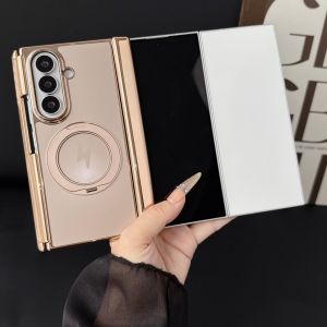 szhaiyu | Phone Case For Samsuang Galaxy Z Fold 8 7 6 5 4 Ultra TriFold Electroplated Hinge Protection Magnetic 360° Ring Kickstand Cover