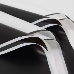 Kertas Buket Black White Frame Cellophane Flower Wrapping KB12