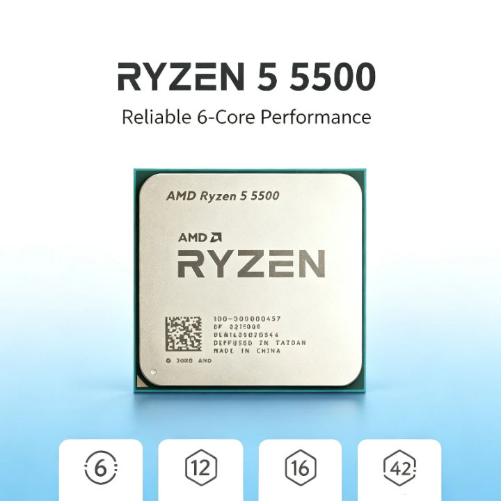 AMD | Ryzen 5 5500 R5 5500 7NM Desktop CPU 6‑Core 12‑Thread Base