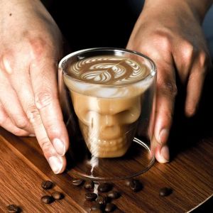 Gelas Cangkir Kopi Unik Kaca 2 Lapis Glass Coffee Tea Mug Cup Double Wall 150ml