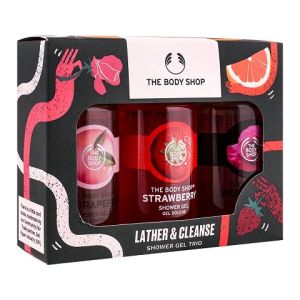 Bộ ba sữa tắm THE BODY SHOP LATHER & CLEANSE SHOWER GEL TRIO chiết xuất thảo mộc tạo bọt & làm sạch da của Mỹ