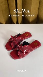 Riqueza SALWA Sandal Flat Wanita Sendal Slip On Teplek Tali Pita Cewek