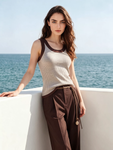 Basic House | American Contrast Color Elastic Slim Fit Tank Top