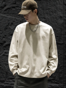 Wood soon | Cotton Long Sleeve T-Shirt Mens Loose Fit Autumn Spring Sportwear Base Layer