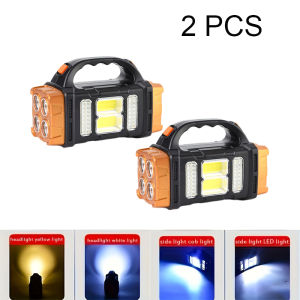 Powerful LED Flashlight USB+Solar Rechargeable Flashlight COB Outdoor Camping Torch Portable Searchlight Power Bank Outdoor