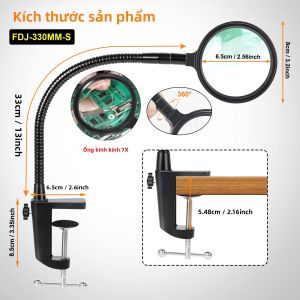 NEWACALOX 7X Kính Lúp Linh Hoạt Cổ Ngỗng Kính Lúp Hàn Có Kẹp DIY Dụng Cụ Hàn Đen Cánh Tay 330 Mm Đường Kính Ống Kính