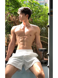 Fitness Training White Short Pants Shorts Mens Summer Sweat Absorbing Breathable Pure Cotton Pants Athleisure 3 Points Beach Pants