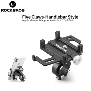 【SG Delivery】ROCKBROS Bicycle Phone Holder Smartphone CNC Aluminum Alloy Bracket Five Claws Mechanical Bike Phone Holder