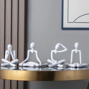 Nordic Light Luxury Style Abstract Figure Thinker Home Decoration Ornaments Sitting Posture Statue Crafts Desktop Decor Artworks