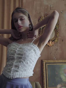 F-3156 ⚡SALE⚡ เสื้อครอป สายเดียว ครอปบรา สายเดี่ยวลูกไม้ สายเดี่ยวแฟชั่น