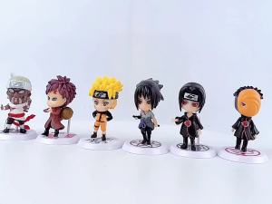 Bandai | Action Figure 6 Pcs/Lot NARUTO Sasuke Gaara Uchiha Madara Figure 7-8cm 2 Style Personality Base Mini Figurines