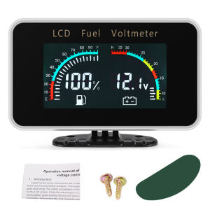 RYSJM | 100-600mm Stainless Steel Fuel Level Sensor 0-190ohm Universal Car 12V/24V LCD Digital Voltage Fuel Gauge Level Tank Meter 2IN 1