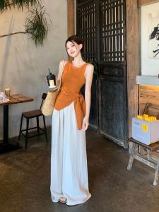 plus Size French Style Strap Vest Womens Summer Slimming Top Outerwear Sleeveless Shirt Commute Pure Color Other 100%