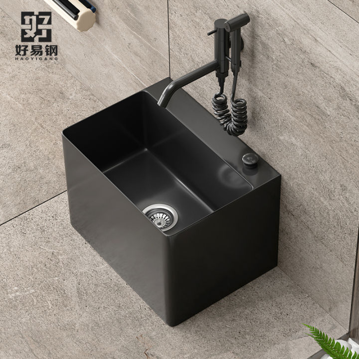 Black Stainless Steel Mop Pool Home Balcony Mop Pool Square Commercial