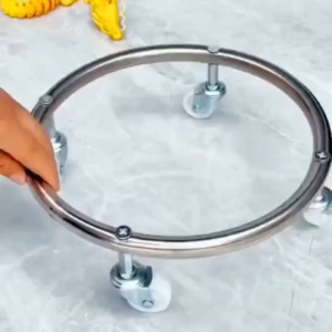 Gas Tank Holder With Wheels Break Stainless Steel Movable Rolling Tray For Gas Cylinder Flower Pot Movement Heavy Lifting