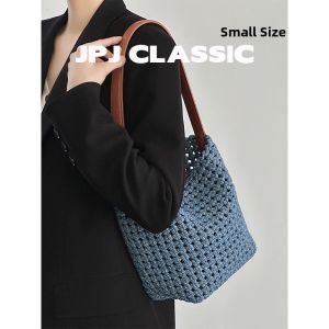 jpj | Handwoven Denim Bucket Bag Tote Single Shoulder Casual Style Commuter Leisure Underarm JPJClassic Korean Trend Soft Fabric