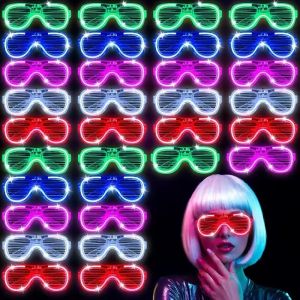 12pcs Luminous LED Glasses 5 Colors Light Up Glasses Shutter Shade Glasses Glow in The Dark Party Supplies Party Favors Props