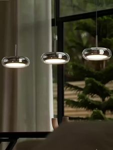 Đèn Treo Thủy Tinh Hiện Đại LED Điều Khiển Từ Xa 3 Màu Chiếu Sáng Tối Giản Cho Đảo Bếp Phòng Ngủ Phòng Khách Phòng Ăn