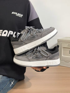 Mens Retro Thick Bottom Casual Shoes Deep Grey Board Shoes Korean Style Spring Autumn Seasonal Wear Comfortable Sports Sneakers