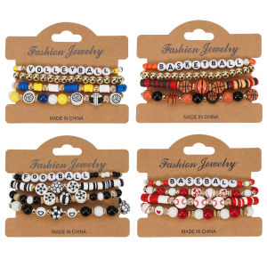 Sports Bracelet Beads Bracelet for Football Basketball Volleyball Baseball - Team Spirit Hand Chain Jewelry