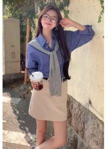 BINKAFENNY | American Plaid Shirt Jacket Women Early Autumn New Unique Beautiful Loose Polo Collar Long Sleeve Top Button Closure Regular Fit