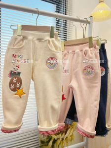 Quần Dài Lông Nhung Dày Thêu Gấu Thỏ Cho Trẻ Em Mùa Thu Đông Quần Dài Cotton Mềm Mại Thoải Mái Cho Bé Trai Và Bé Gái