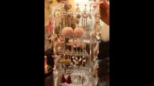 360 Degree Rotatable Jewelry Organizer 4 Layers 316 Slots Earring Display Holder for Women Accessories Storage