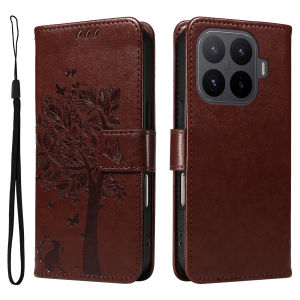 szhaiyu | Leather Wallet Flip Phone Case for Xiaomi Mi 15 15T 17 17T Pro Max Ultra Cat Tree Embossed Design with Card Holder Cover
