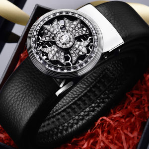 Trendy Mens Leather Belt with Automatic Buckle
