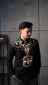 DGMFashion Kemeja Batik Pria Panjang Motif Klasik Hitam 1729