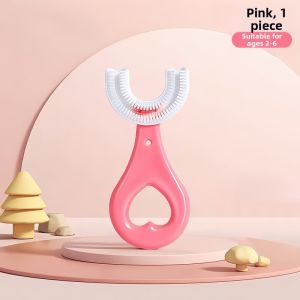 JIMEI| U-shape Soft Silicone Childrens Toothbrush 2-12 Years