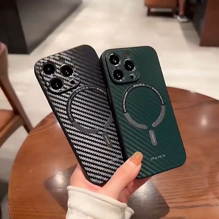 Hard Case Magnetik Support Magsafe Wireless Charging Phone Case Paika - Carbon Fiber Ringan Kompatibel Untuk Iphone X Iphone Xs Iphone XR Iphone Xs Max Iphone 11 Iphone 11 Pro Iphone 11 Pro Max
