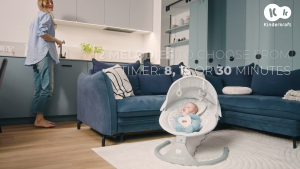 Kinderkraft LUMI 2 Electric Baby Bouncer Chair from birth to 9 months Adjustable Toy bar 5 swing modes 12 melodies Arch with toys Soft Materials Quiet Motor-Gray