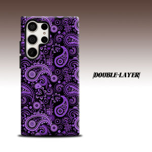 Purple Paisley For Samsung Galaxy S26 S25 S24 A56 A36 Dual Layer Luxury Fashion Full Lens Protective Case