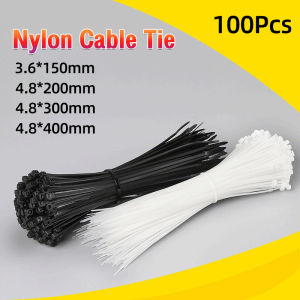 Seeko 100pcs Nylon Cable Tie Wire Black/White 3.0/3.6/4.8MM Plastic Wire Tie