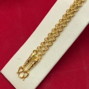 สร้อยคอทองลายห่วงคู่หัวจรวด ความยาว 26 นิ้ว เทียบเท่าน้ำหนัก 2 บาท ชุบทอง ใส่เเทนของจริงได้ สีเหมือนจริง พร้อมส่ง
