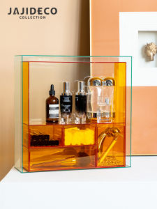 กล่องเก็บเครื่องสำอาง Acrylic Orange Desktop Makeup Brush Holder Cosmetic Storage Organizer ชั้นวางเครื่องสำอาง 3 ชั้น