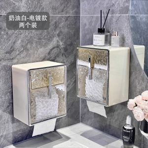 Double Layer Toilet Paper Holder Wall Mounted Bathroom Tissue Box No Drilling Required Toilet Paper Storage Rack Roll Paper Holder