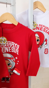 [LIMITED EDITION] KAOS LENGAN PANJANG KEMERDEKAAN Usia 3-10 Tahun / KAOS ANAK AGUSTUSAN MUSLIM HIJAB