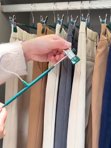 10Pcs Anti-Slip Pants Hanger Clip Hangers Stainless Steel Skirt Trouser Clothes Hanger Strong Clamp Space Saving Wardrobe Organizer