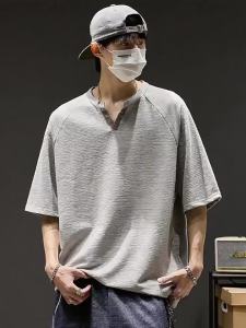 SZON | Áo Thun Mới Mùa Hè Kiểu Mỹ V-neck Tay Ngắn Đường Viền Đối Lập Thoáng Khí
