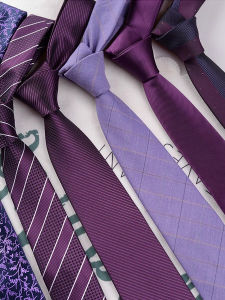 Purple Tie Mens Fashion Business Formal Korean Style Wedding Groom Violet Handmade Narrow Casual Vintage Trendy