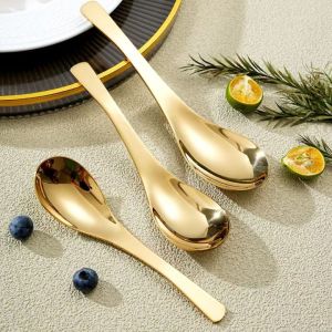 Stainless Steel Dinner Spoons Rice Spoon Thicken Heavy-weight Soup Spoons Mirror Polished Dinner Spoon