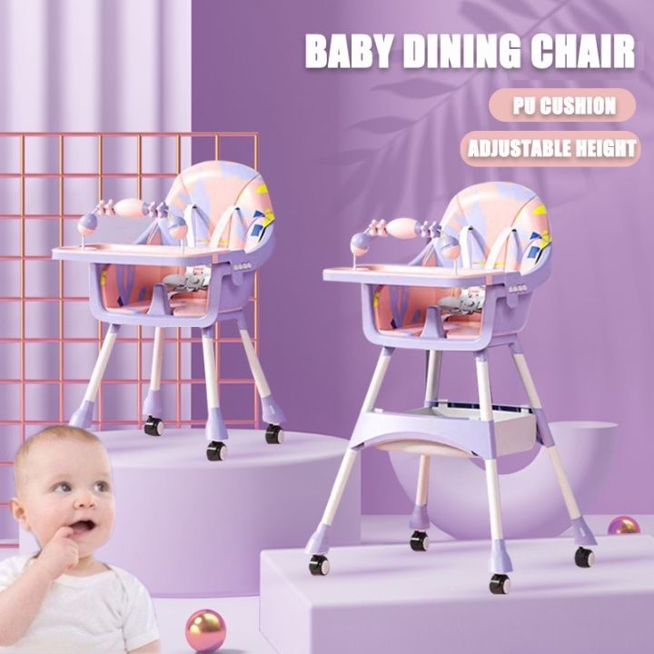 Folding Baby Dining Chair PU Leather Cushion Multifunction Safety Fall ...