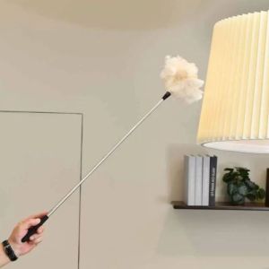 New Year Greeting Ostrich Feather Dusting Brush Extendable Anti-Static Home Decoration Aesthetic Ornament for Household Cleaning