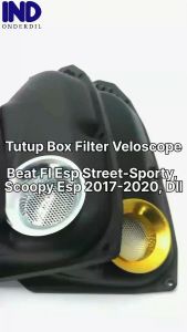 Tutup Box Filter Veloscope Rapat Bolong Beat FI eSP Street-Sporty 2014-2020 K25G-K81 & Scoopy eSP K93 2017-2020 & Vario 110 eSP 2015-2019 Cover-Penutup Box-Boks Filter-Saringan-Hawa Udara Variasi-Custom Corong Velocity Rapet Tertutup Terbuka