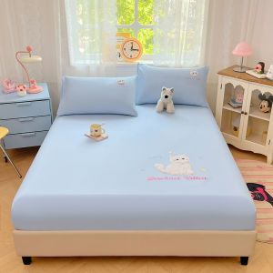 SUNLIGHT HOME Cute Cartoon BedsheetEmbroidered Bed SheetBreathable Mattress Cover